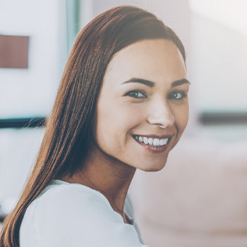 calm smiling brunette woman