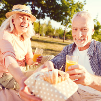 elderly couple on a picnic