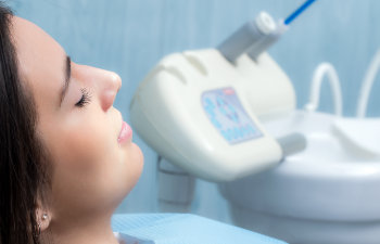 relaxed woman in the dental chair